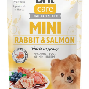 Вологий корм Бріт Brit Care Mini pouch для собак філе кролика і лосося в соусі 85 г