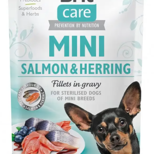 Вологий корм для стерелізованих собак Бріт Brit Care Mini pouch 85 г (філе лосося та оселедця в соусі)