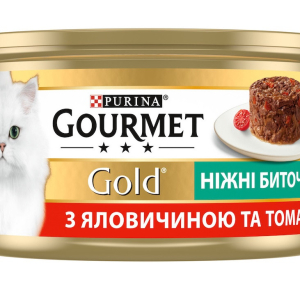 Консерва для котів Gourmet Gold (Гурме Голд) Ніжні Биточки з яловичиною і томатом 85 г Purina