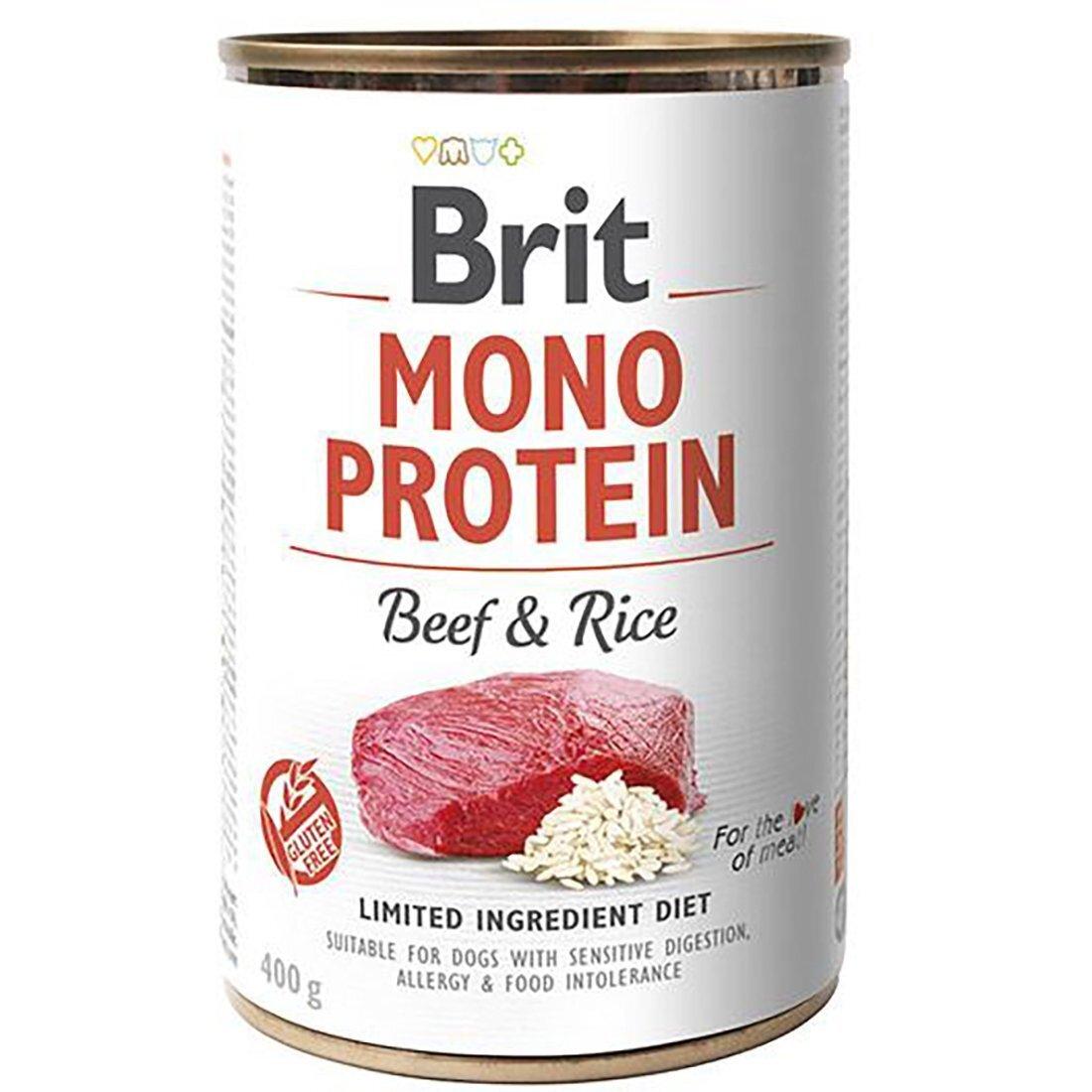 Вологий корм Бріт Brit Mono Protein Beef & Rice з яловичиною і темним рисом 400 г