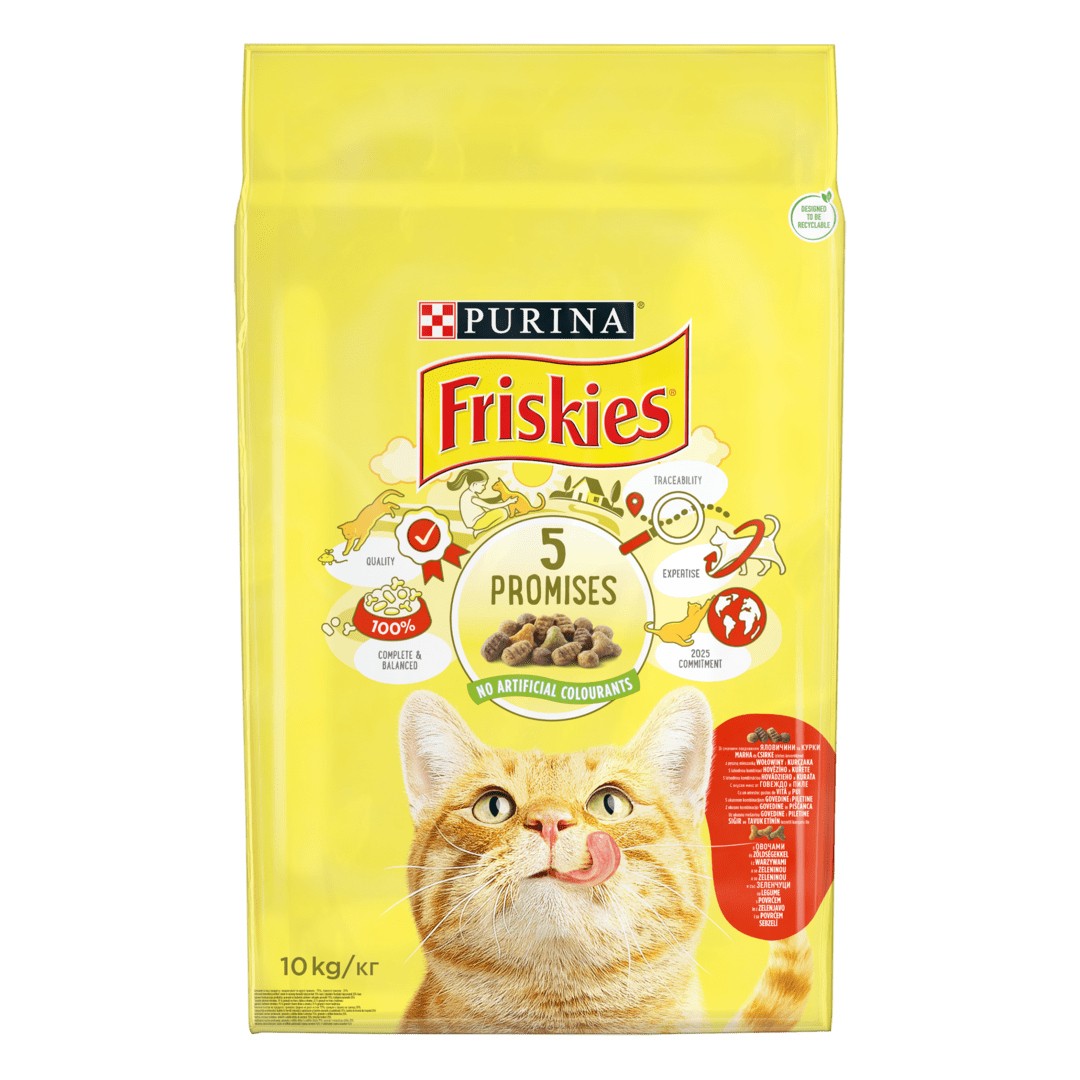 Сухий корм Фріскіс Friskies для кішок з яловичиною куркою та овочами 10 кг