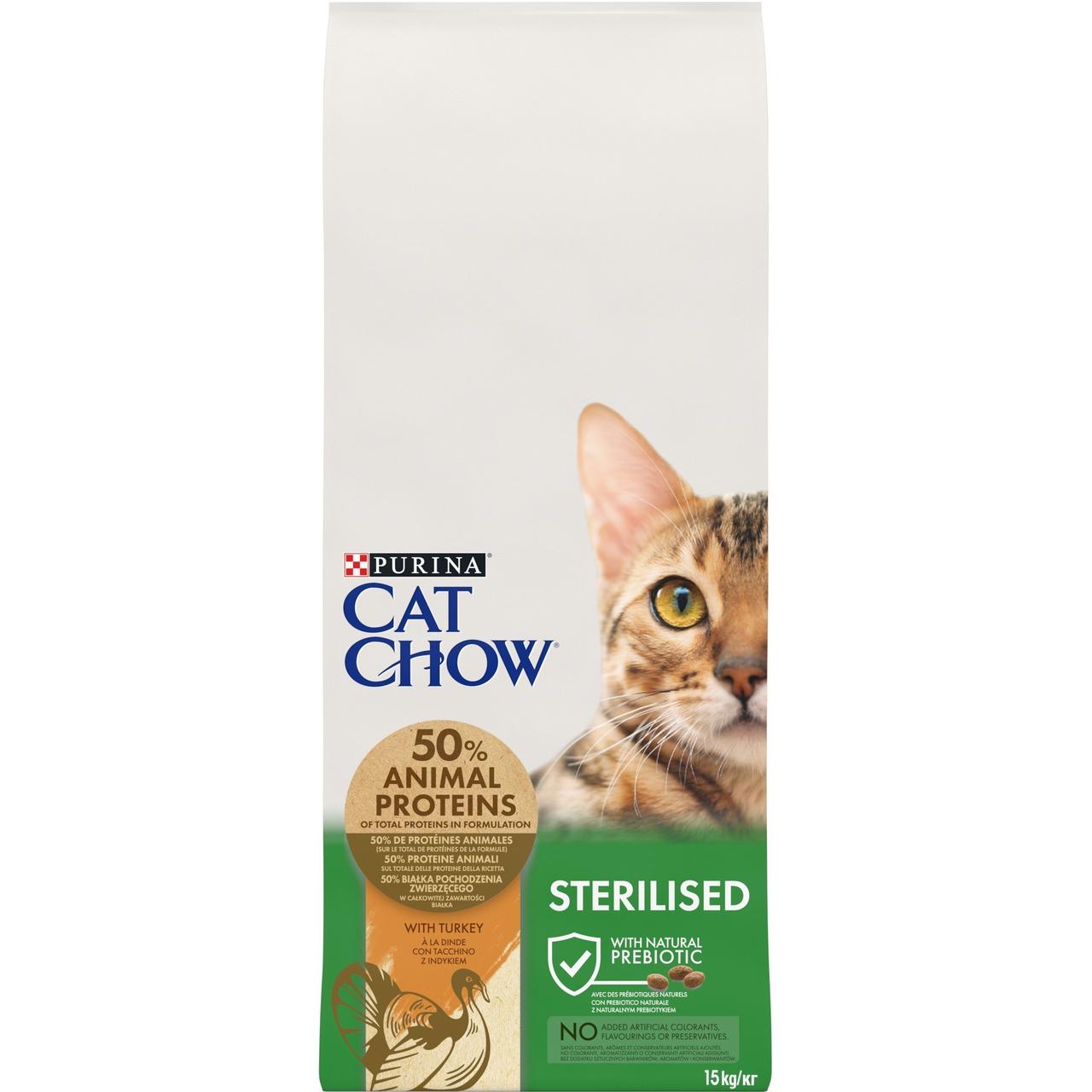 Сухий корм для дорослих стерилізованих кішок Cat Chow Sterilised з індичкою 15 кг