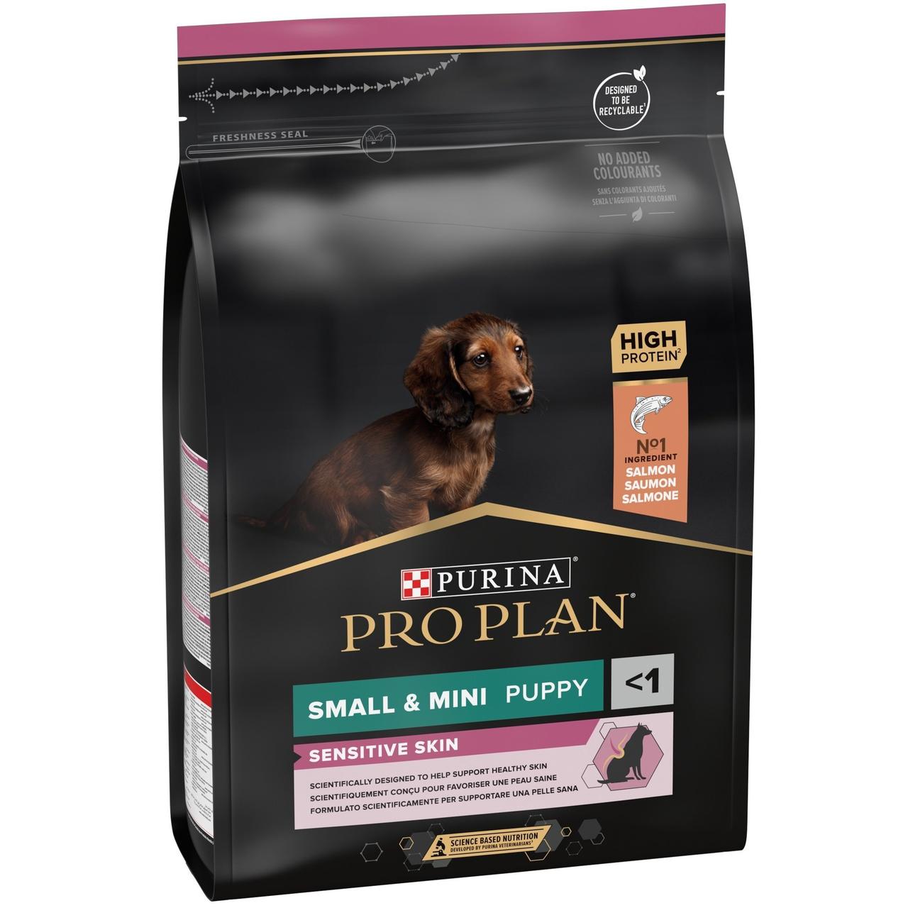 Сухий корм для цуценят дрібних порід з чутливою шкірою Purina Pro Plan Small&Mini Puppy Sensitive Skin з лососем 3 кг