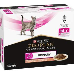 Упаковка Purina Pro Plan Veterinary Diets Urinary для котів розчинення струвітних каменів з лососем 10 x 85 г