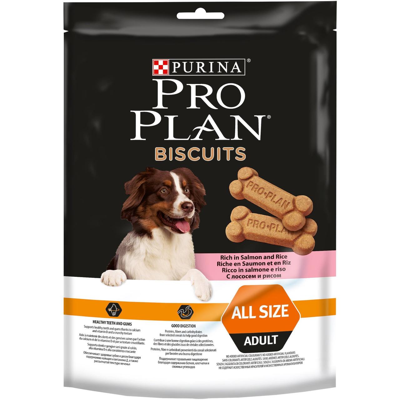 Ласощі для дорослих собак Purina Pro Plan Biscuits печиво з лососем та рисом 400 г