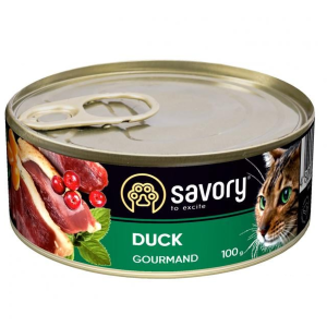 Вологий корм для вибагливих котів Сейворі Savory Cat Can Adult з качкою, 100 г