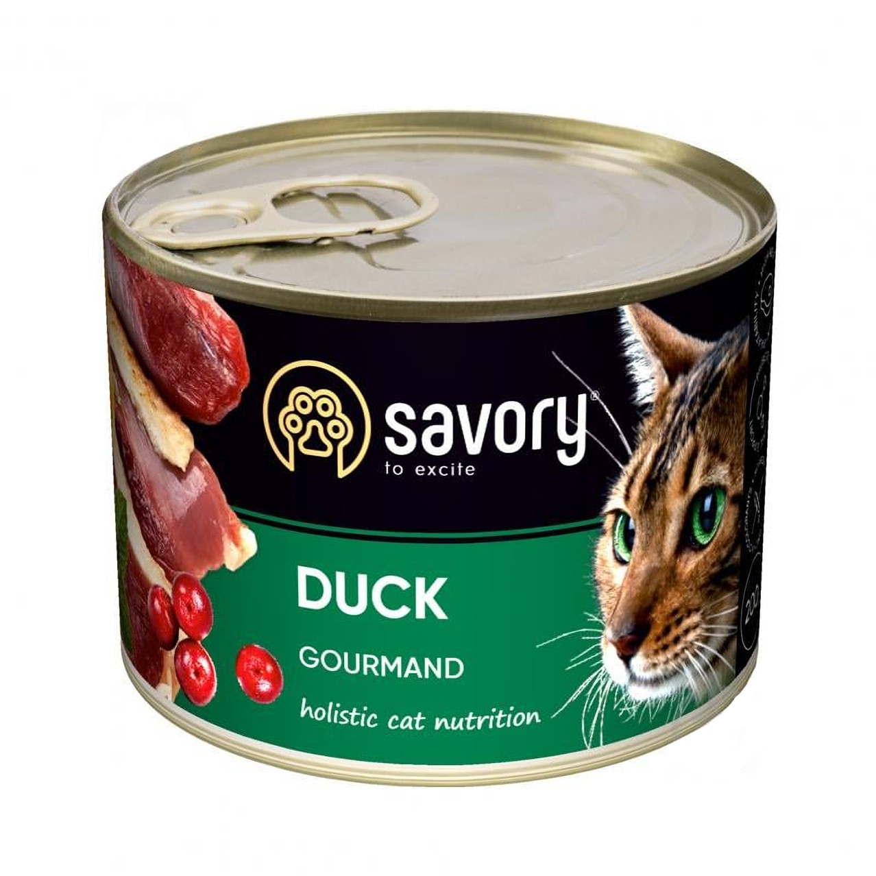Вологий корм для вибагливих котів Сейворі Savory Cat Can Adult з качкою, 200 г