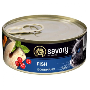 Вологий корм для вибагливих котів Сейворі Savory Cat Can Adult з рибою, 100 г