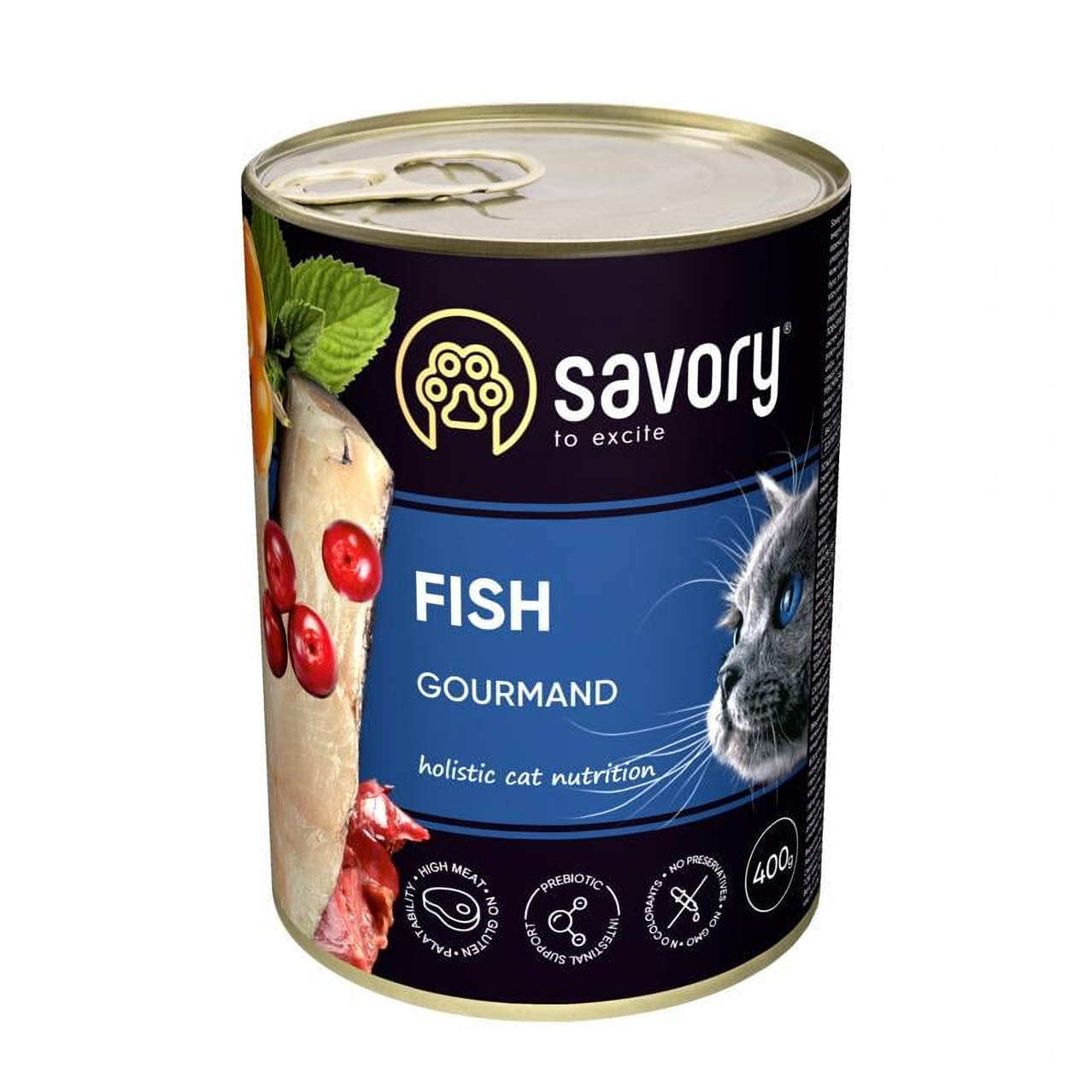 Вологий корм для вибагливих котів Сейворі Savory Cat Can Adult з рибою, 400 г