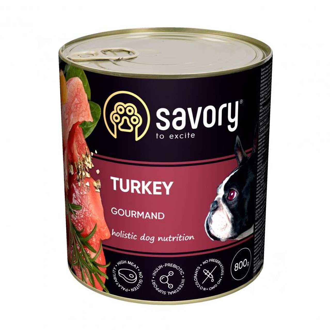 Вологий корм для дорослих собак Сейворі Savory з індичкою, 800 г