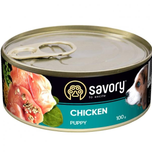Вологий корм для цуценят Сейворі Savory з куркою, 100 г