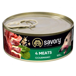 Консерви для собак Сейворі Savory Dog Gourmand 4 види м'яса, 100 г