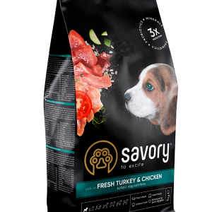 Сейворі Savory Puppy rich in Fresh Turkey & Chicken сухий корм для щенят (індичка та курка), 1 кг