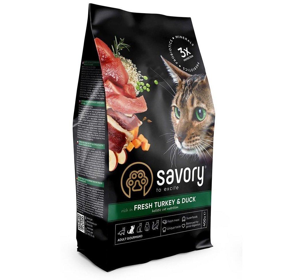 Savory Adult Cat Gourmand Fresh Turkey & Duck 2 кг сухий корм для дорослих примхливих котів (індичка та качка)