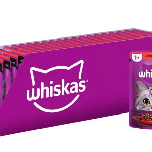 Вологий корм Whiskas (Віскас) з яловичиною в соусі для дорослих котів 85 г (блок 28 шт)