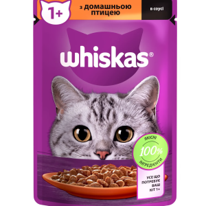 Вологий корм Whiskas (Віскас) консерва для кішок з домашньою птицею в соусі 85 г