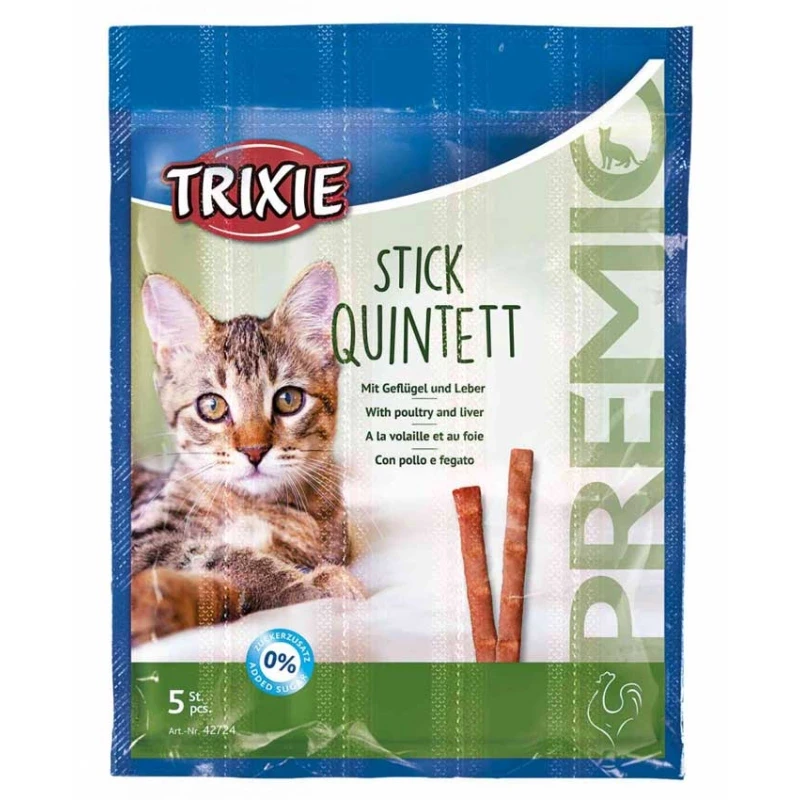 Ласощі палички для кішок Trixie TX-42724 Premio Stick Quintett з птицею і печінкою 5 шт х 5 г