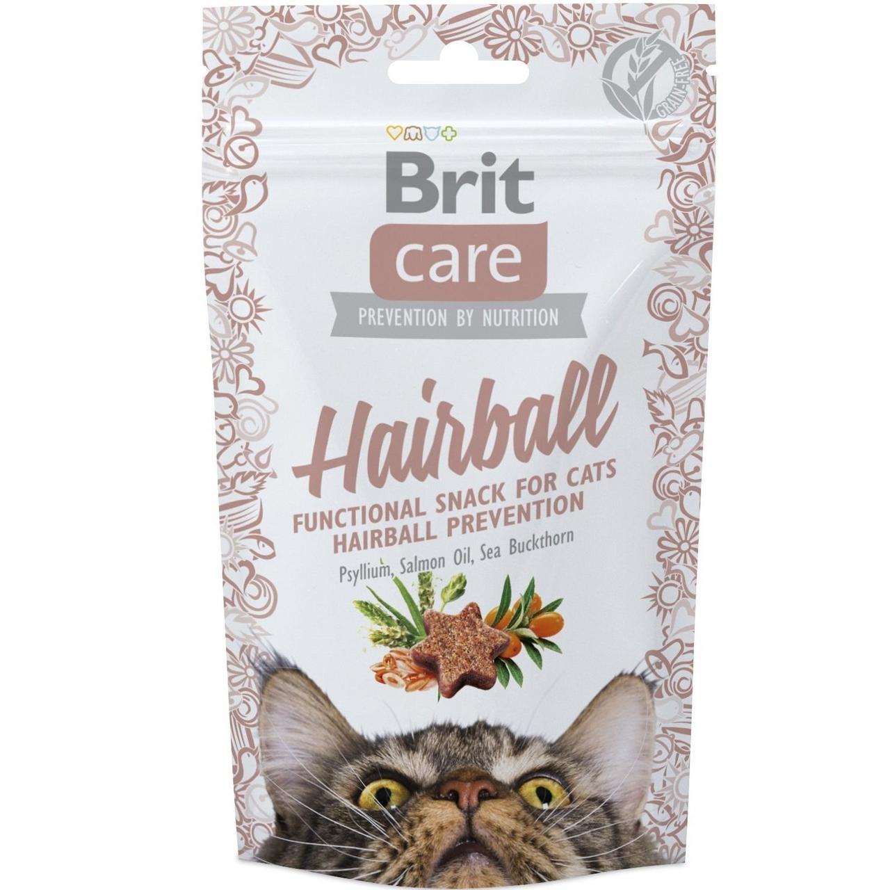Ласощі Brit Care Hairball для запобігання утворенню шерстяних грудочок у котів з качкою 50 г