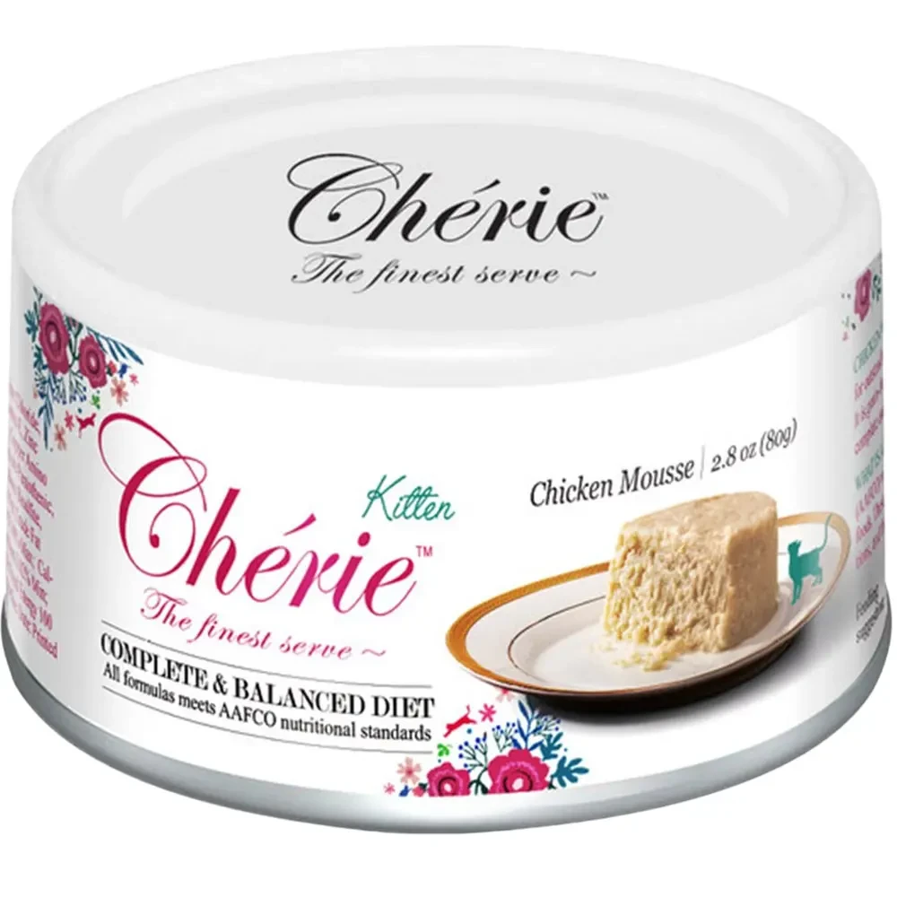 Вологий корм Cherie Kitten Complete and Balanced Chicken мус із куркою для кошенят 80 г
