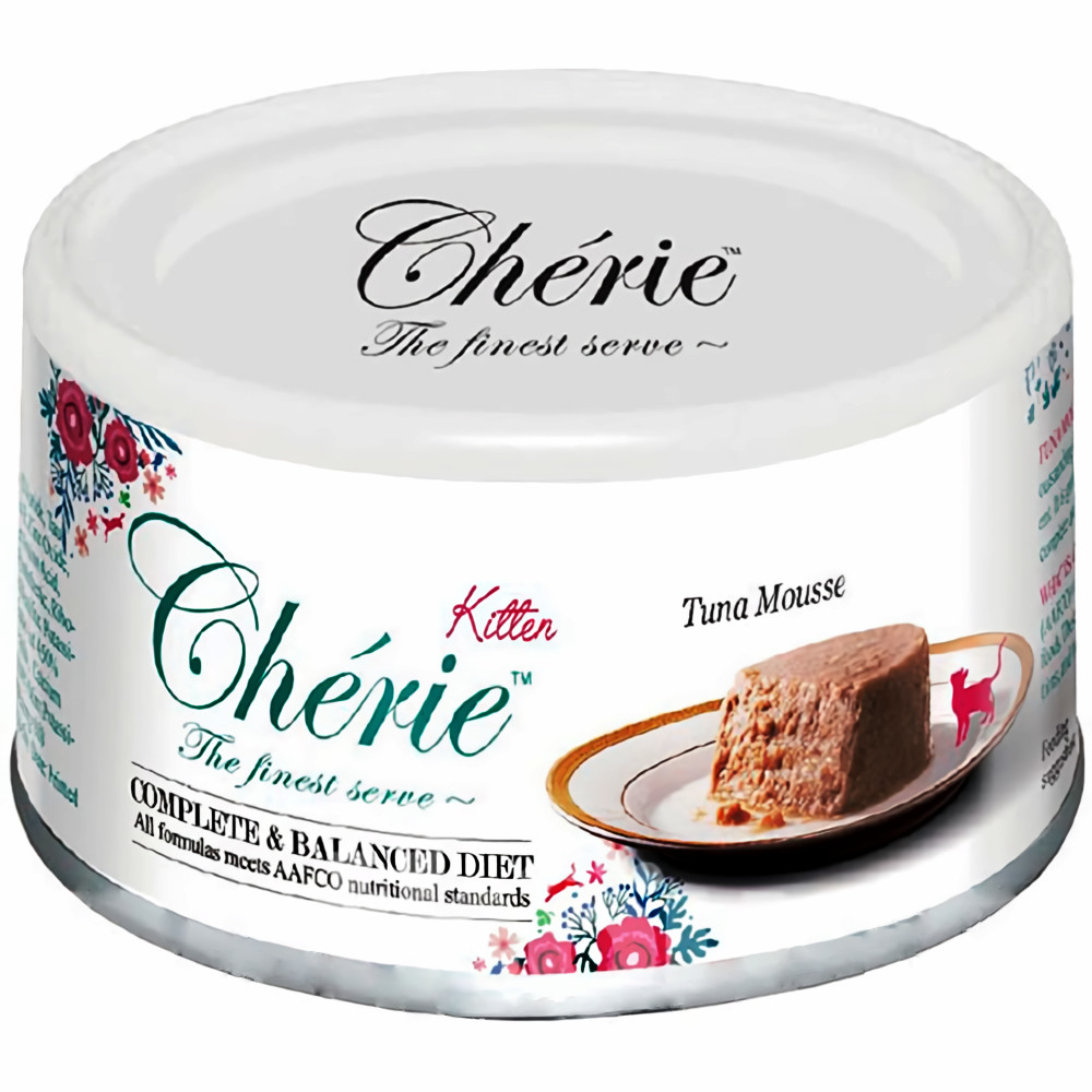 Вологий корм Cherie Kitten Complete and Balanced Chicken мус із тунцем для кошенят 80 г