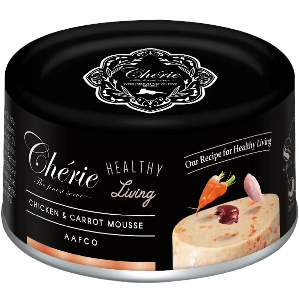 Вологий корм Cherie Healthy Living Chicken&Carrot для кішок мус з куркою та морквою 80 г