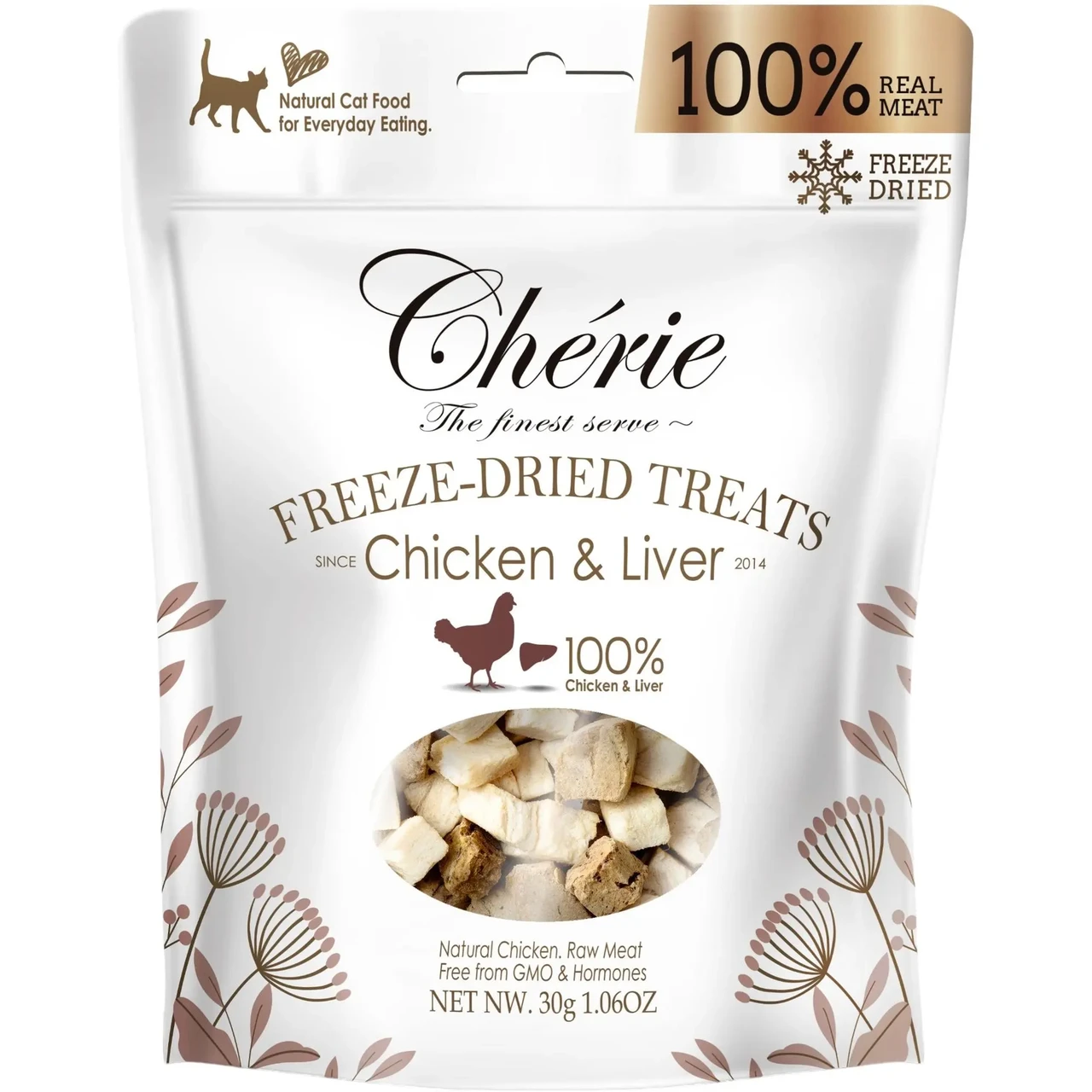 Натуральні ласощі Cherie Freeze Dried Treats Chicken&Liver для кішок з м'ясом курки та печінки 30 г