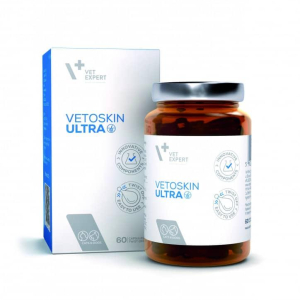 Харчова добавка Vet Expert VetoSkin Ultra (ВетоСкін Ультра) для підтримки шкіри/шерсті у котів і собак 60 кап. термін 09.26