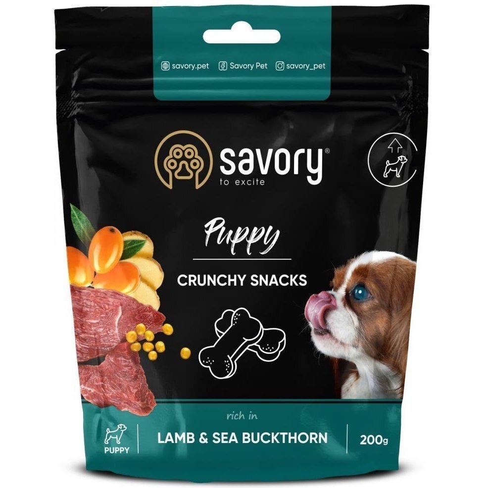 Хрумкі ласощі для цуценят Сейворі Savory Puppy для здорового росту з ягням та обліпихою 200 г