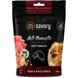 М'які ласощі для собак Сейворі Savory з антипаразитарним ефектом з тунецем та диким часником 200 г