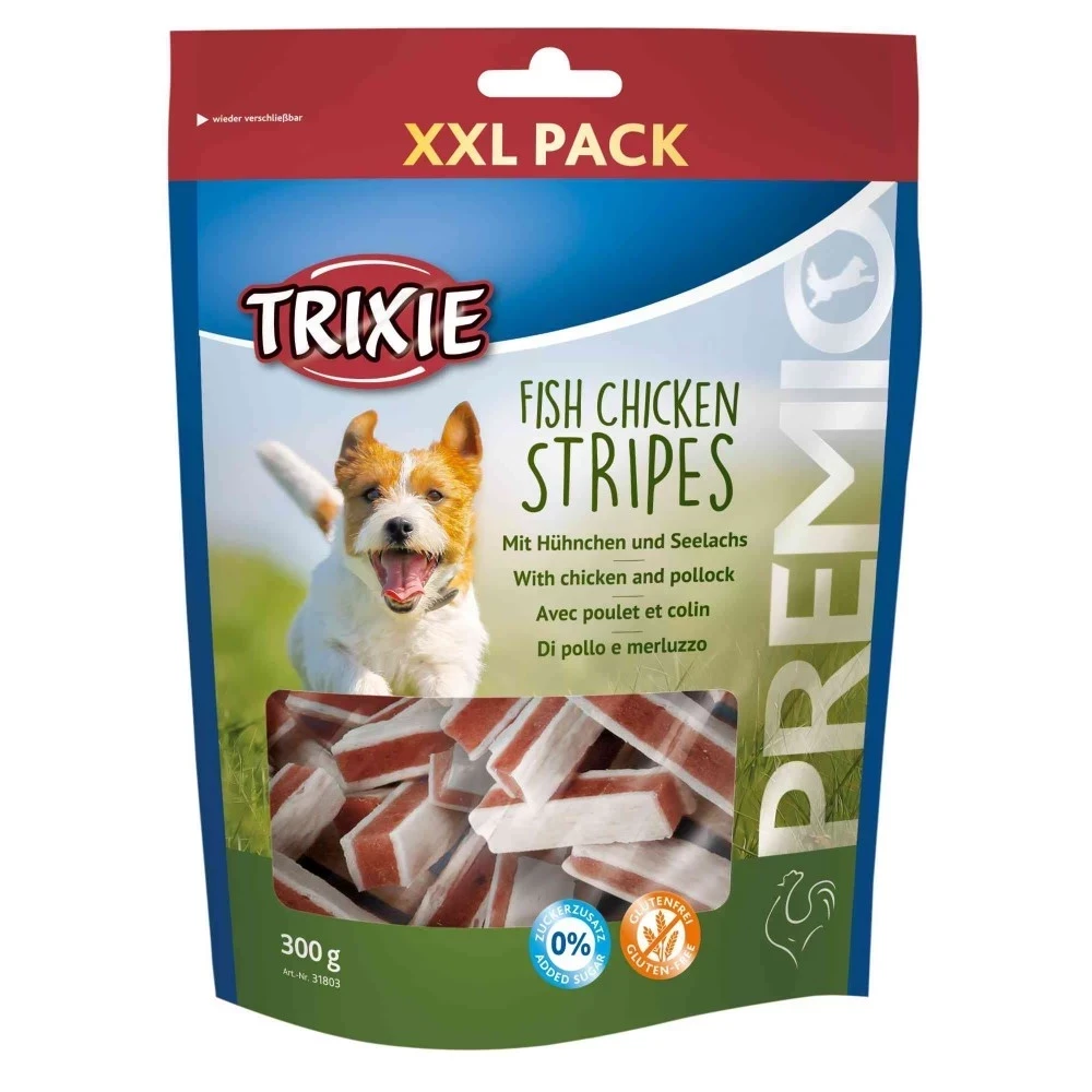Ласощі для собак Trixie (TX-31803) Premio Chicken and Pollock Stripes XXL зі смаком лосося та курки 300 г