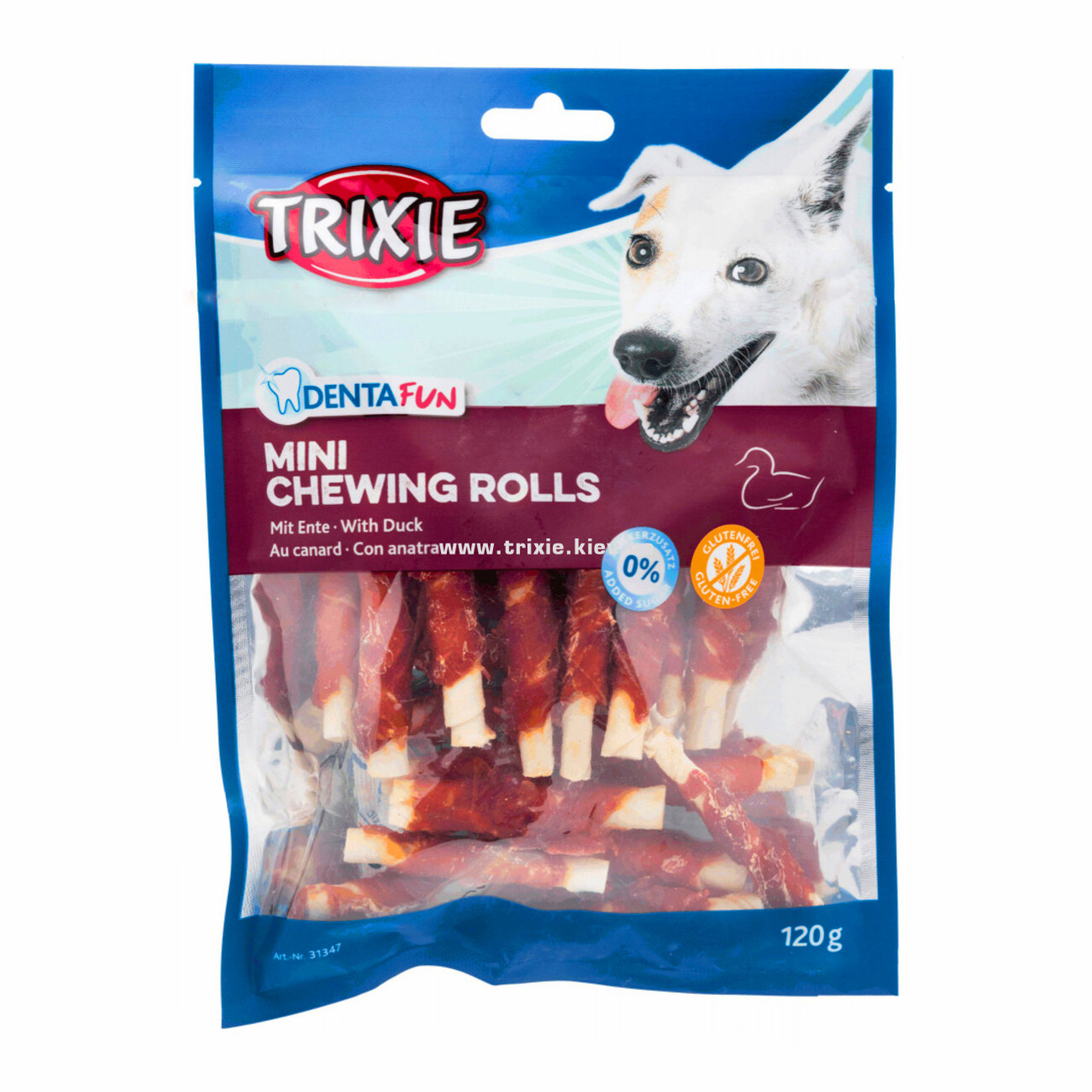 Ласощі для собак Trixie (TX-31347) DentaFun Duck Chewing Rolls Mini палички для чистки зубів собак з качкою 6 см 120 г