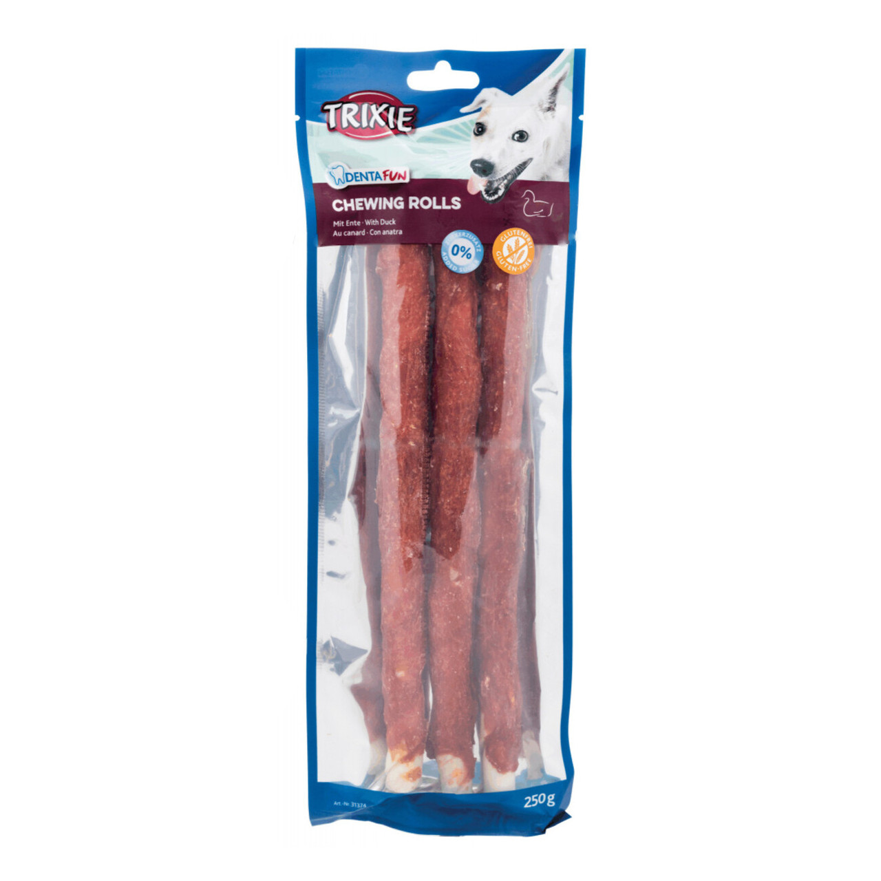 Ласощі для собак Trixie (TX-31328) DentaFun Duck Chewing Rolls жувальні палички з качкою 28 см (3 шт/250 г)