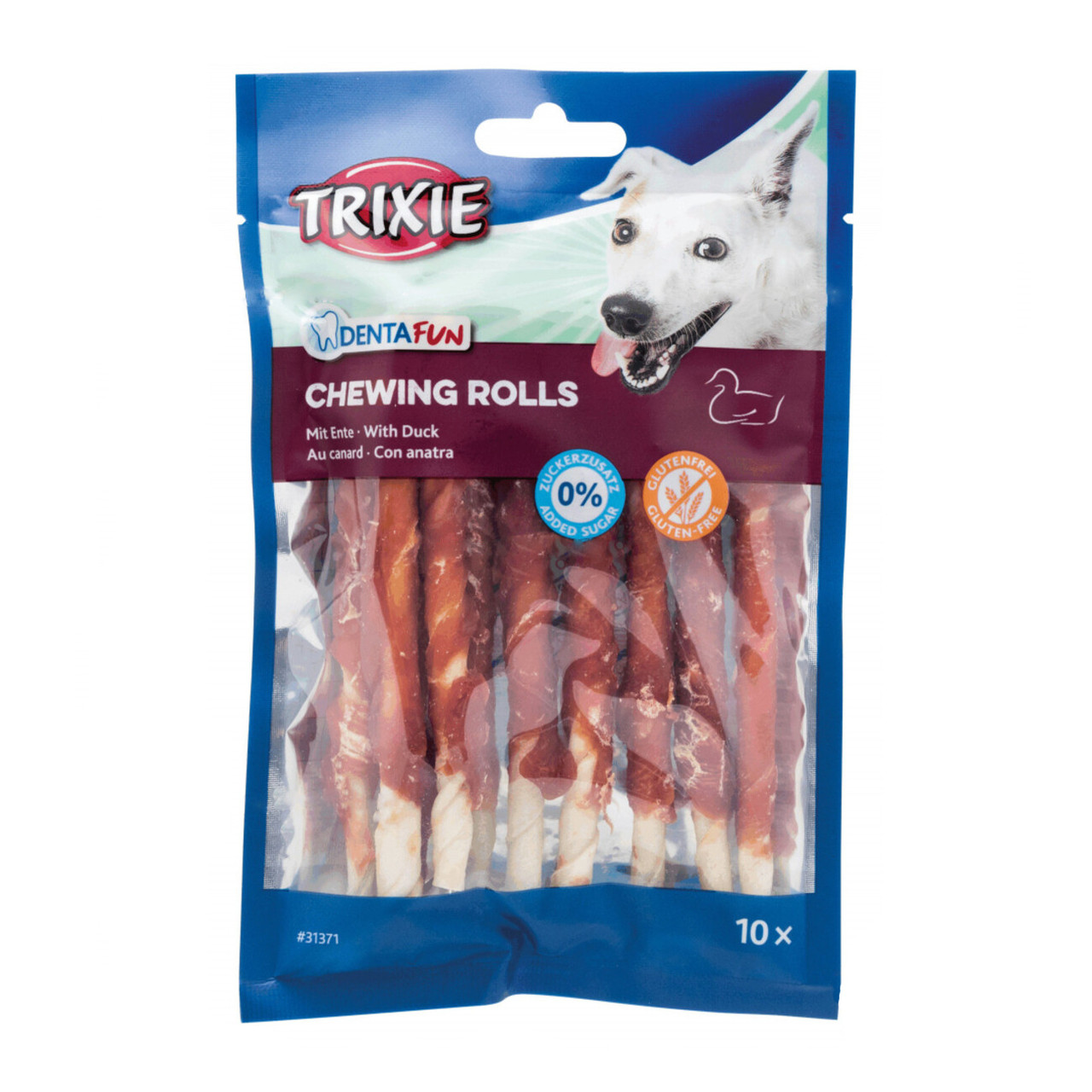 Ласощі для собак Trixie (TX-31371) DentaFun Duck Chewing Rolls жувальні палички з качкою 12 см (10 шт/80 г)