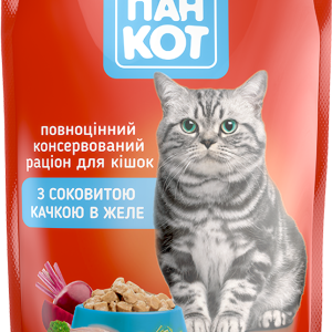 Вологий корм для кішок Пан Кіт соковита качка в желе 100 г