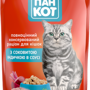 Вологий корм для кішок Пан Кіт соковита індичка в соусі 100 г