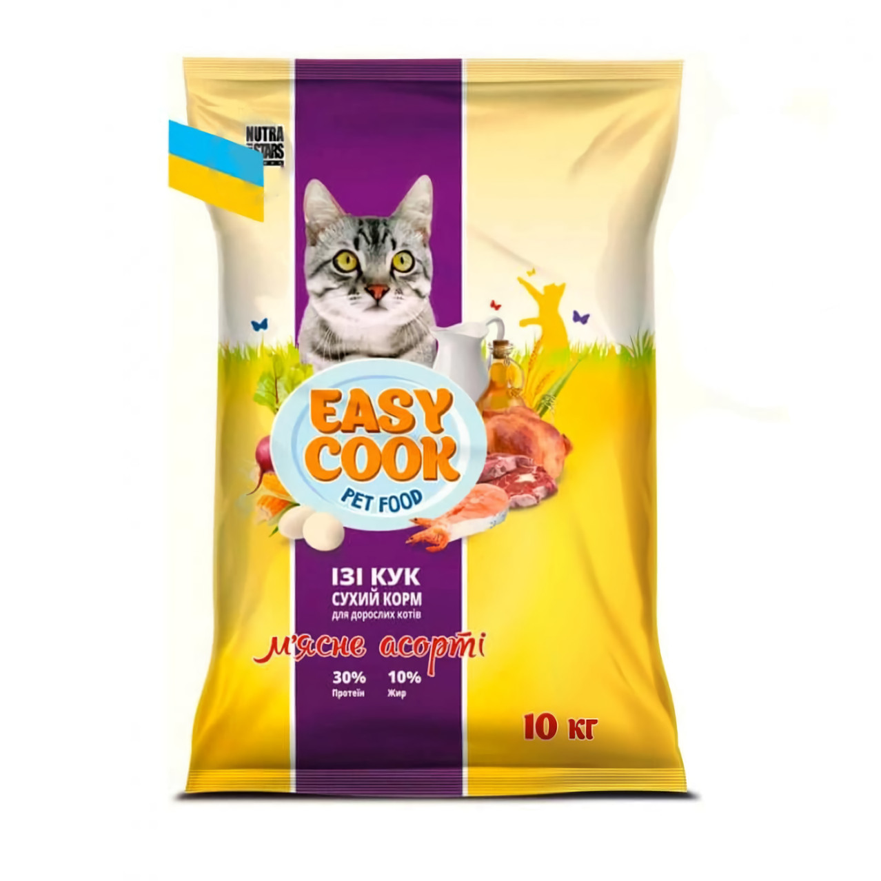 Easy cook сухий корм для дорослих котів 10 кг м'ясне асорті