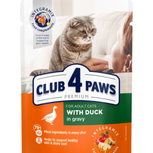 CLUB 4 PAWS (Клуб 4 Лапи) Преміум вологий корм для дорослих кішок з качкою в соусі, 100 г
