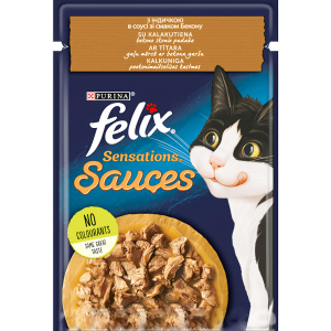 Felix Sensation Sauces Вологий корм для котів Фелікс з індичкою і беконом в соусі 85 г