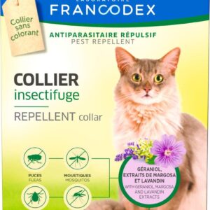 Нашийник для дорослих котів Francodex (Франкодекс) з репелентною дією від бліх і кліщів з гераніолом 35 см