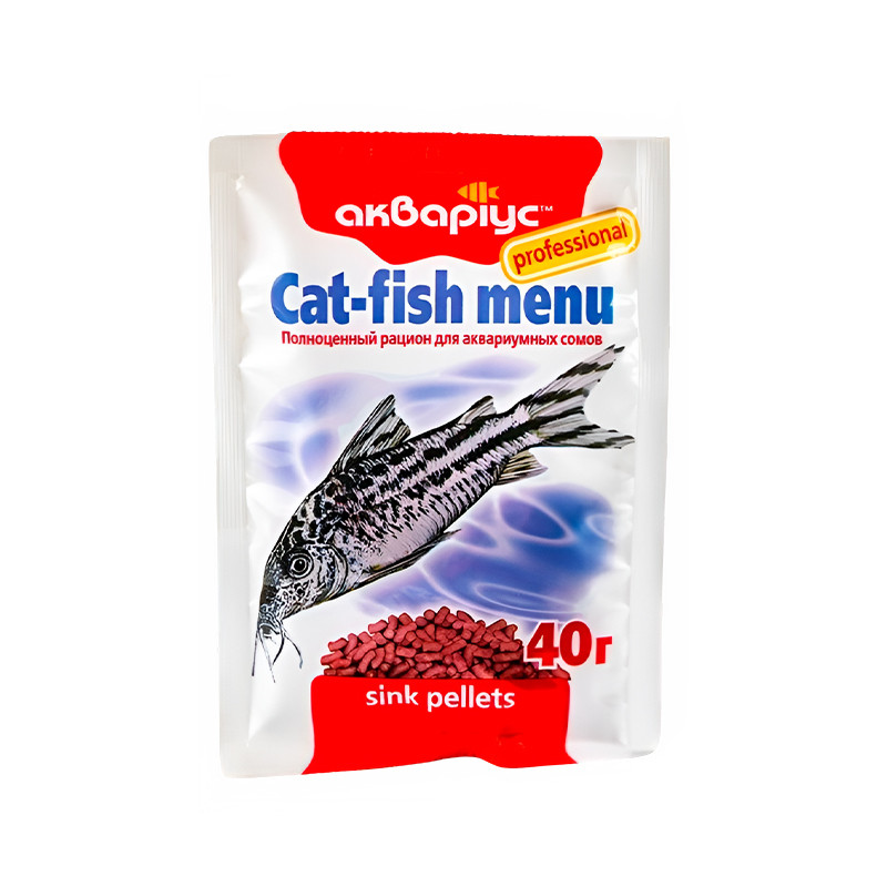 Корм для риб Cat-Fish Menu (Кет-Фіш Меню) потопаючі пелети для сомиків 40 г, Акваріус