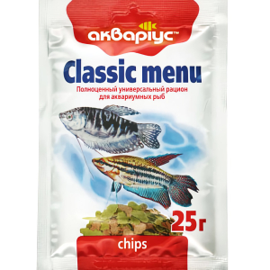 Корм для риб Classic Menu (Класік Меню) чіпси 25 г, Акваріус