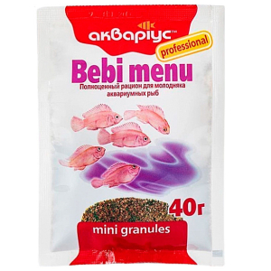 Корм для риб Bebi Menu (Бебі Меню) міні гранули 40 г, Акваріус