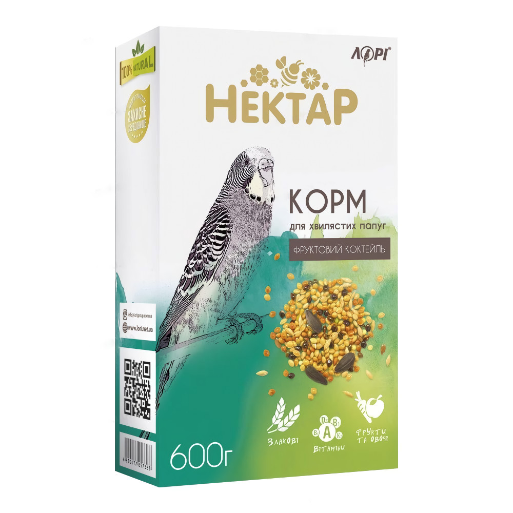 Фруктовий Коктейль корм Нектар для хвилястих папуг 600 г, Лорі