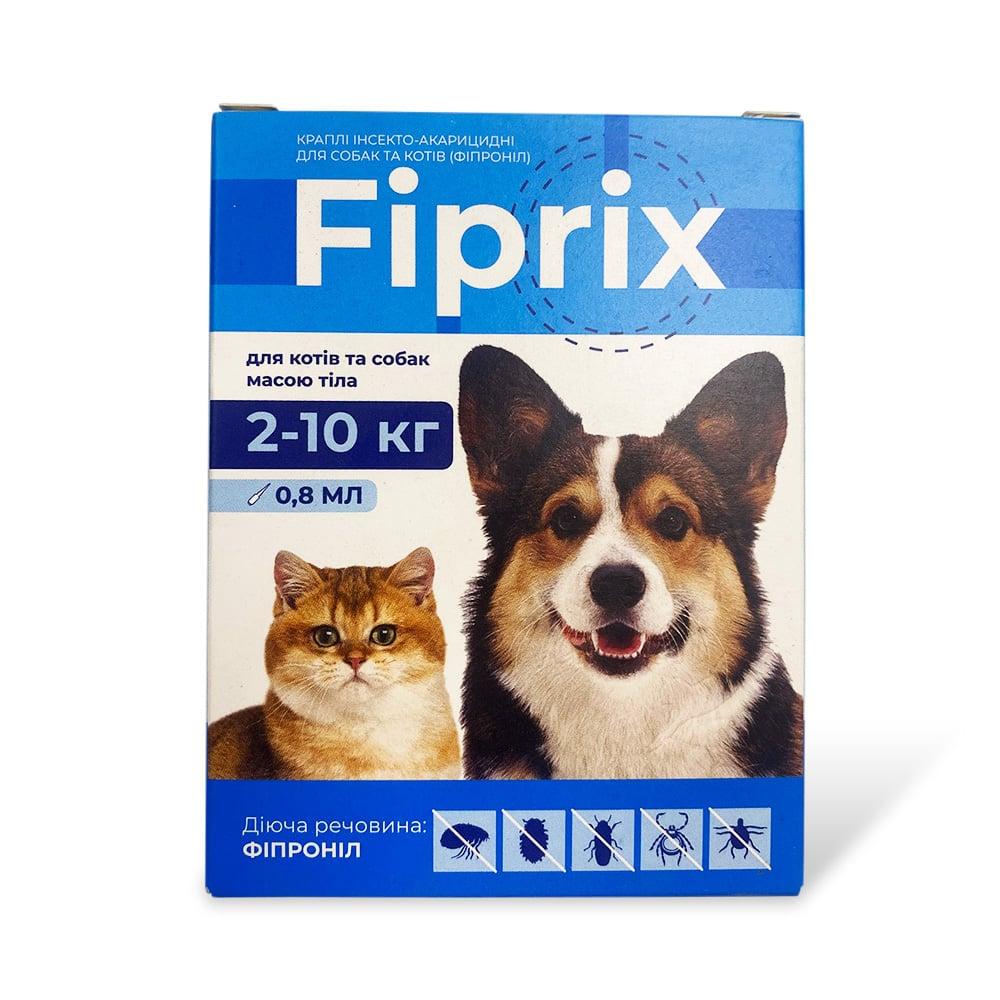 Протипаразитарні краплі Fiprix (Фіпрікс) для котів та собак вагою 2 - 10 кг (4 шт по 0.8 мл), Modes