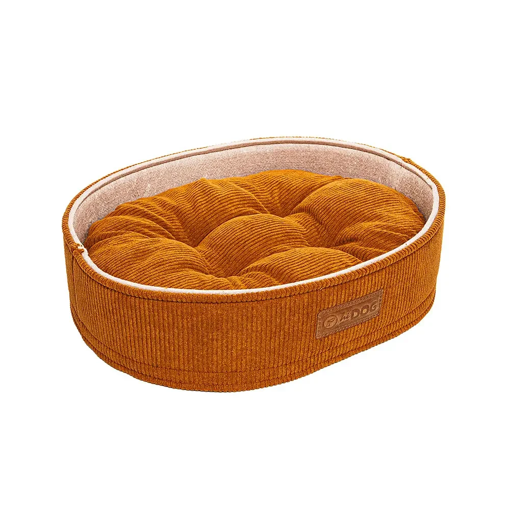 Лежак ХайДог HiDOG Бортик овальний Velvet XS для собаки або кота рижий (34 х 45 х 10 см)