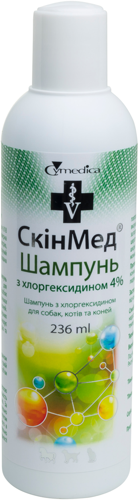 Лікувальний шампунь СкінМед SkinMed Chlorhexidin (4%) з хлоргексидином для собак і котів 236 мл, Cymedica