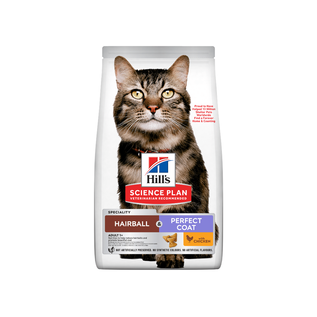 Сухий корм Хіллс Hill’s SP Hairball & Perfect Coat для дорослих котів для виведення грудочок шерсті з куркою 3 кг