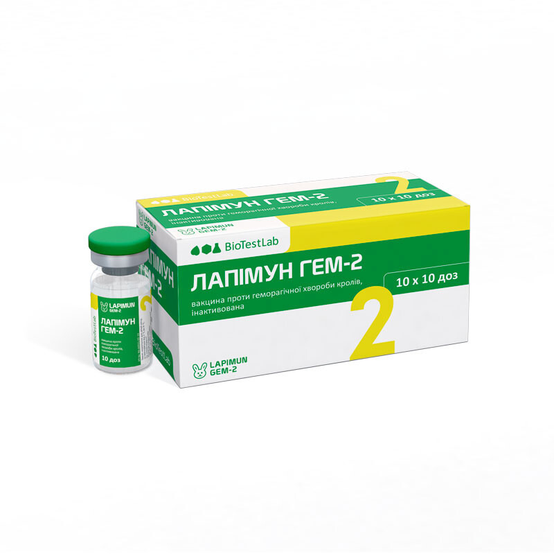 Вакцина Лапімун гем-2 (1 фл х 10 доз) проти дозгеморагічної хвороби кролів (інактивована), Біотестлаб