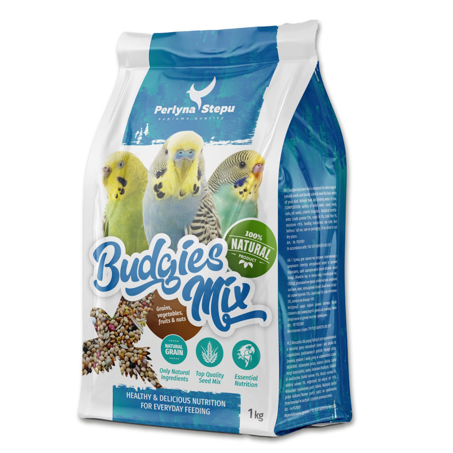 Зерносуміш Перлина Степу: Budgies Mix для хвилястих папуг, 1 кг