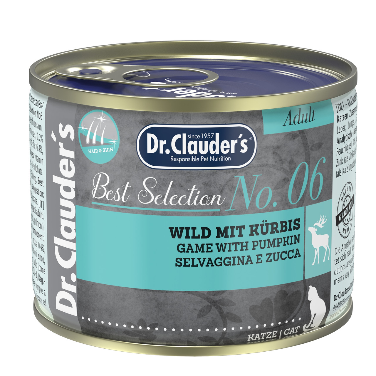 Консерва Dr. Clauder’s Best Selection №6 (Др.Клаудерс Бест Селекшн) для кішок з дичиною та гарбузом, 200 г